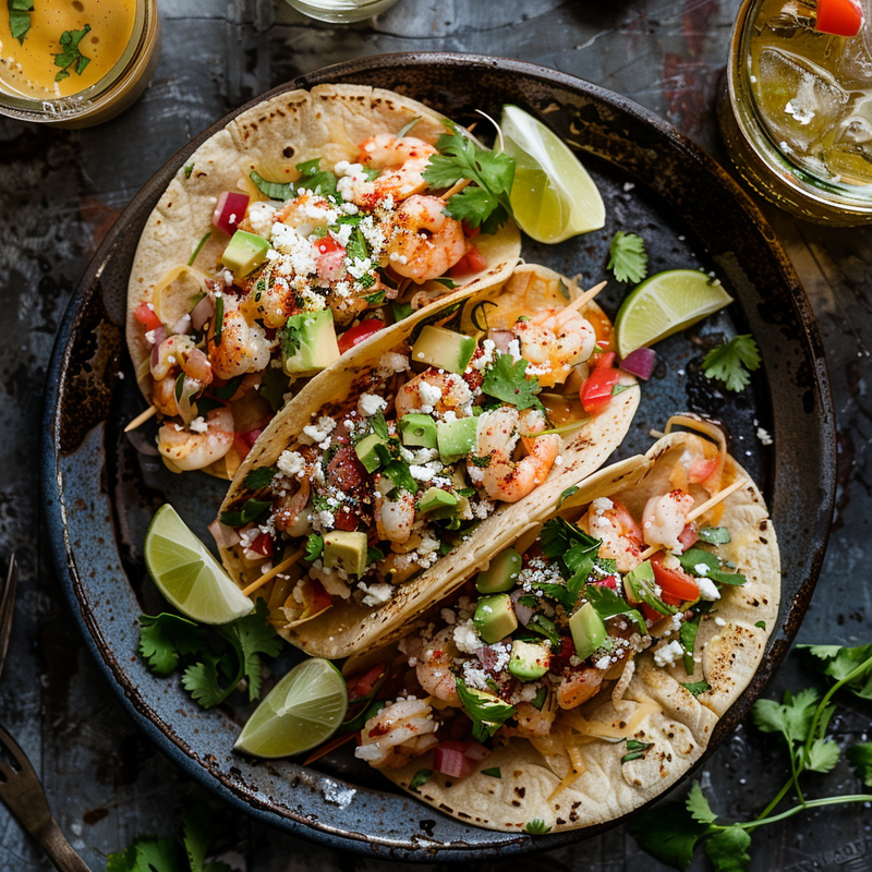 The Fish Society's Zesty Shrimp Tacos with Avocado & Feta