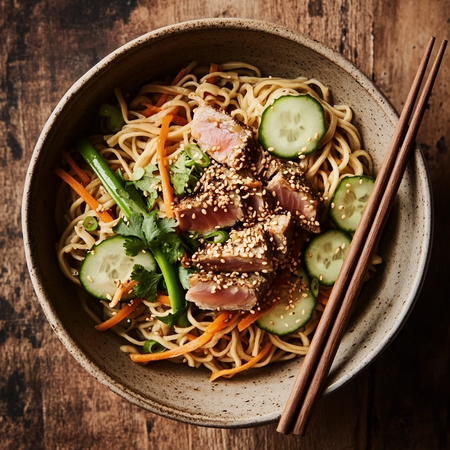 Sesame-Ginger Tuna Noodle Bowl Recipe (with Tuna Misshapes)