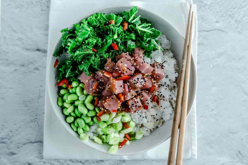 Tuna Poke Bowl with Kale and Edamame