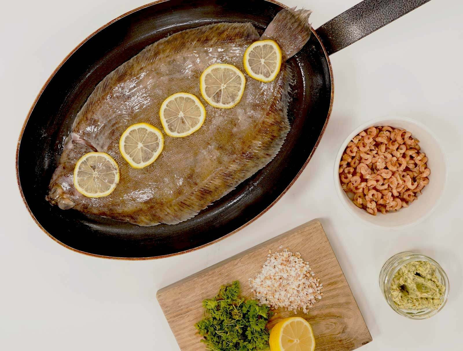 Lemon Sole with Brown Shrimp and Garlic & Herb Butter