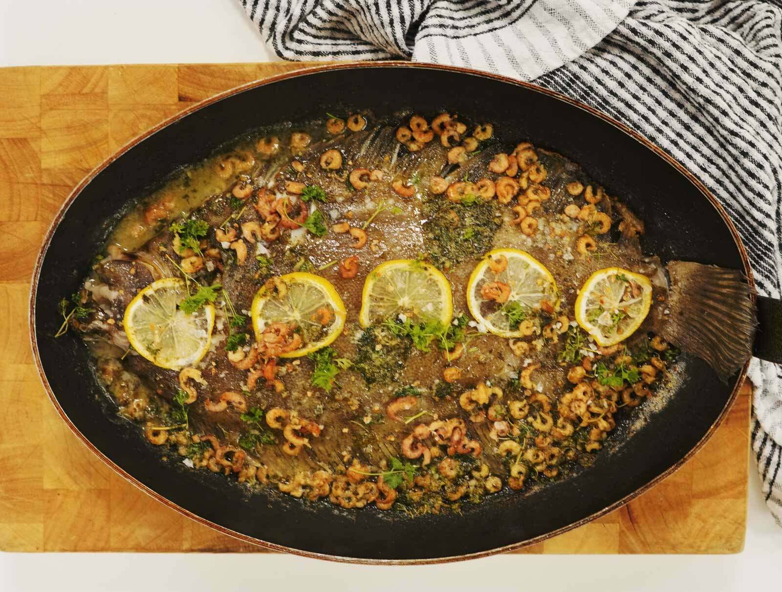 Lemon Sole with Brown Shrimp and Garlic & Herb Butter