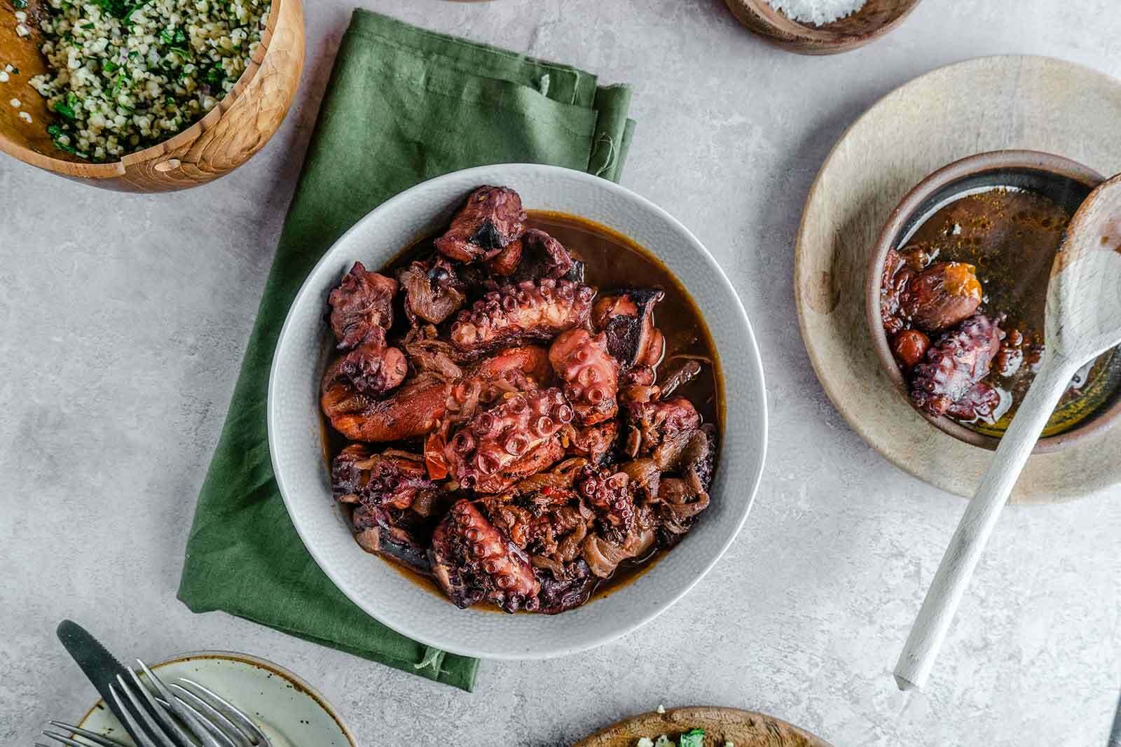 Octopus stew with tabbouleh