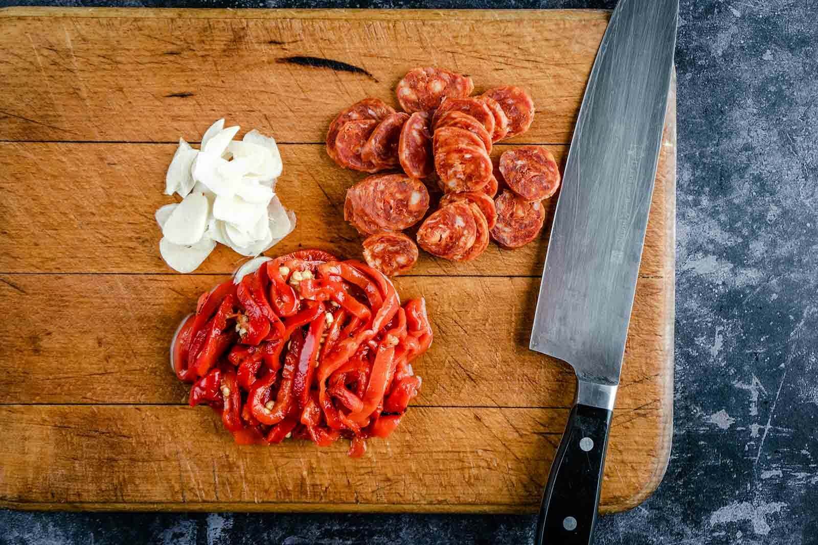 Prawns with chorizo