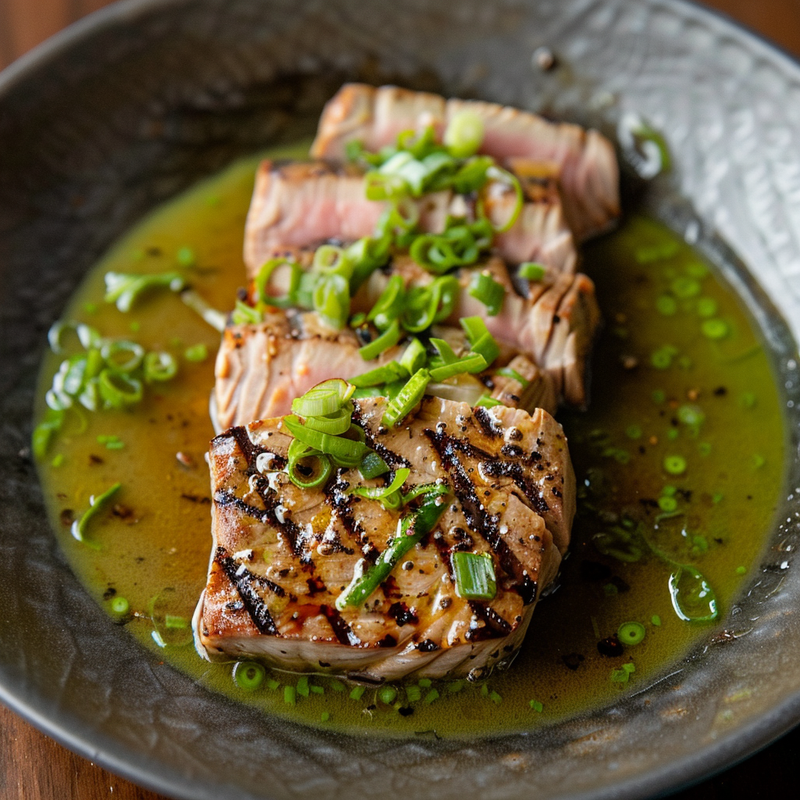 The Fish Society's Seared Tuna Steaks with Zesty Scallion Dressing