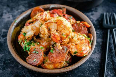 Prawns with chorizo