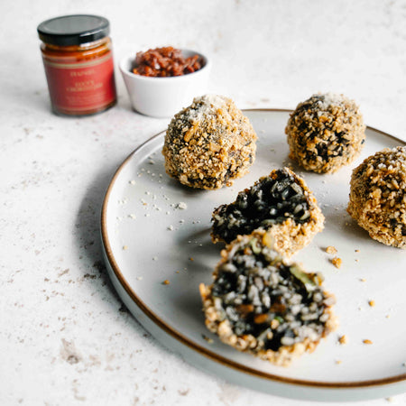 Squid & Ham Hock Arancini with Chorizo Jam