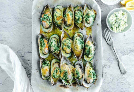 Garlic mussel gratin