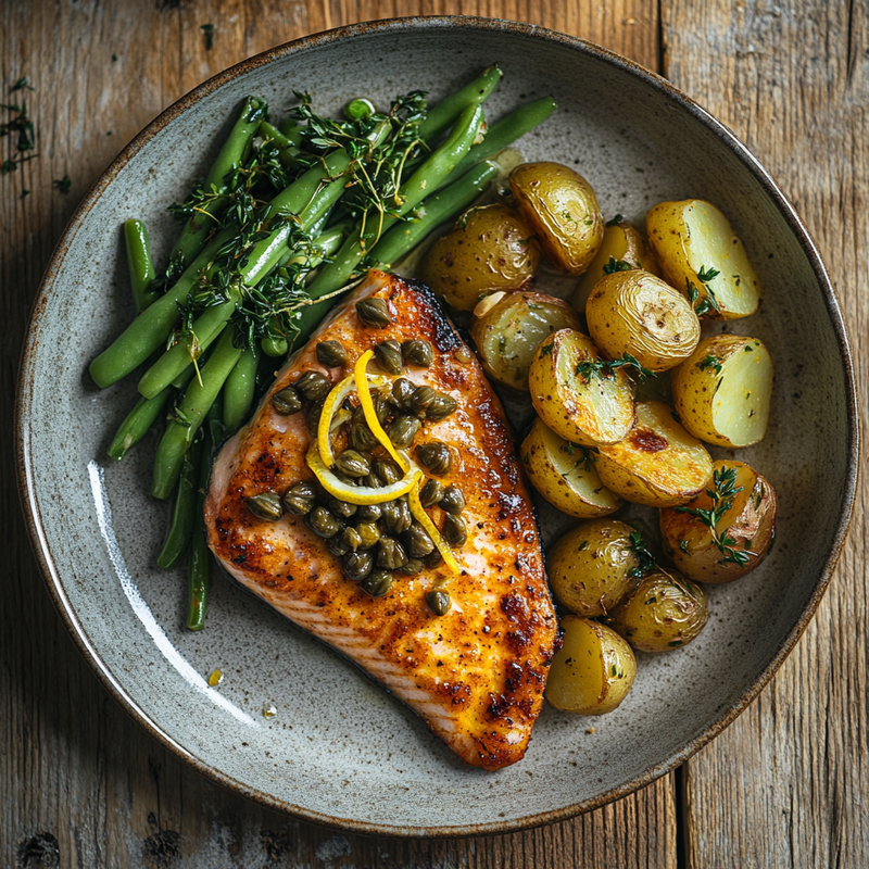 Pan-Roasted Arctic Char with Lemon, Thyme & Crispy Capers