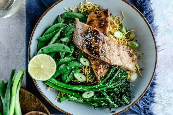 Miso and sesame carp noodle stir fry