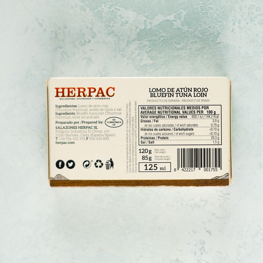 Tinned Bluefin Tuna Loin In Oil - Herpac