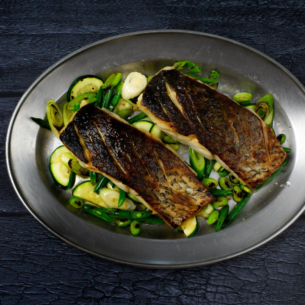 Stone bass fillet steaks