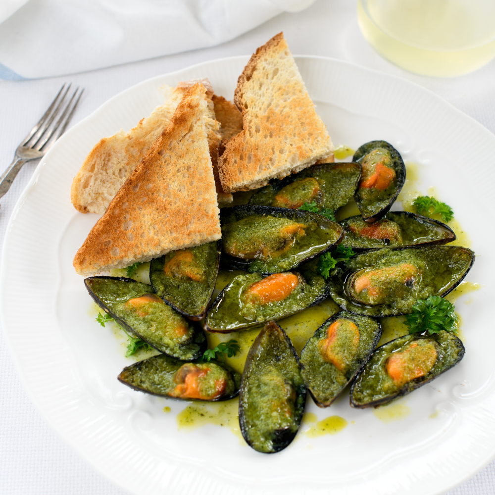 Garlic Butter Stuff Half Shell Mussels - 12 Pack