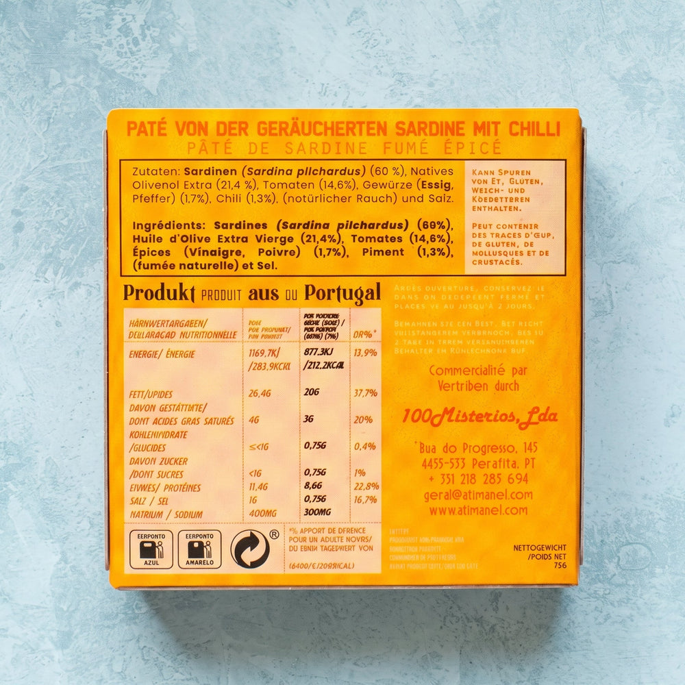 Ati Manel spiced smoked sardine pâté, 75g tin