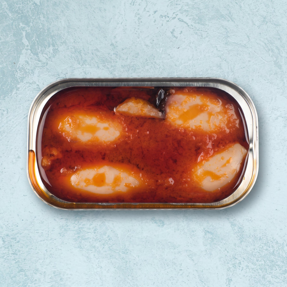 José Gourmet spiced calamari in ragout sauce, 120g tin