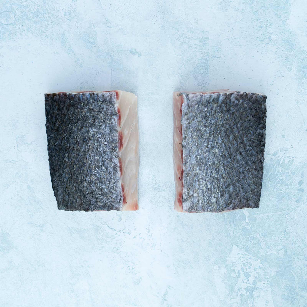 Stone bass loin steaks