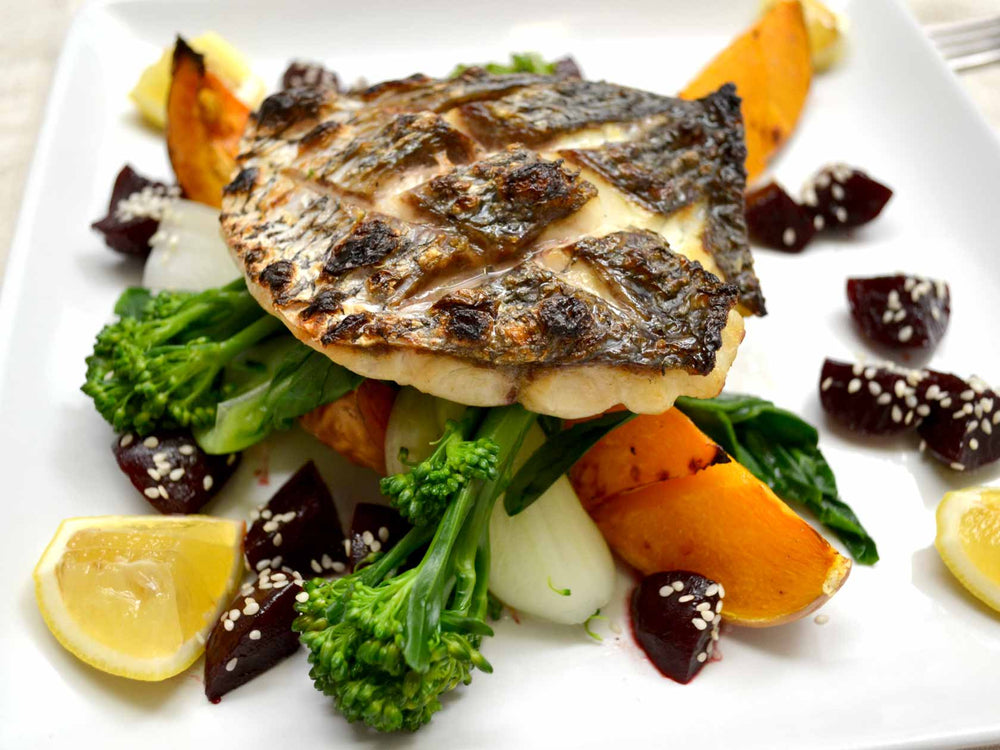 Stone bass fillet portions