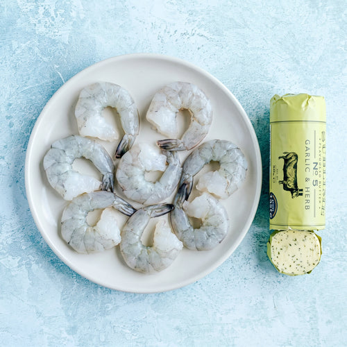 Garlic Butter King Prawns - XXL raw king prawns with garlic and herb butter - The Fish Society