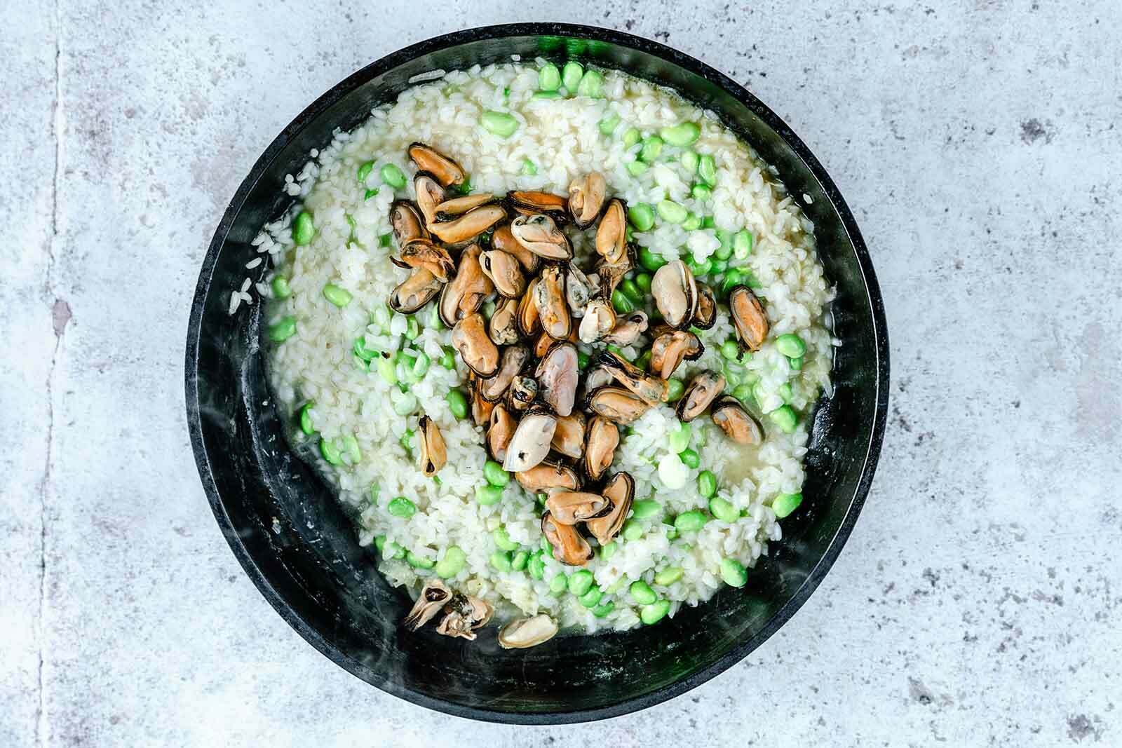 Delicious Mussels Risotto with Edamame Beans – The Fish Society